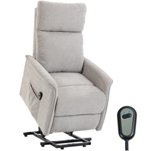 Fauteuil releveur électrique inclinable repose-pieds intégré tissu gris