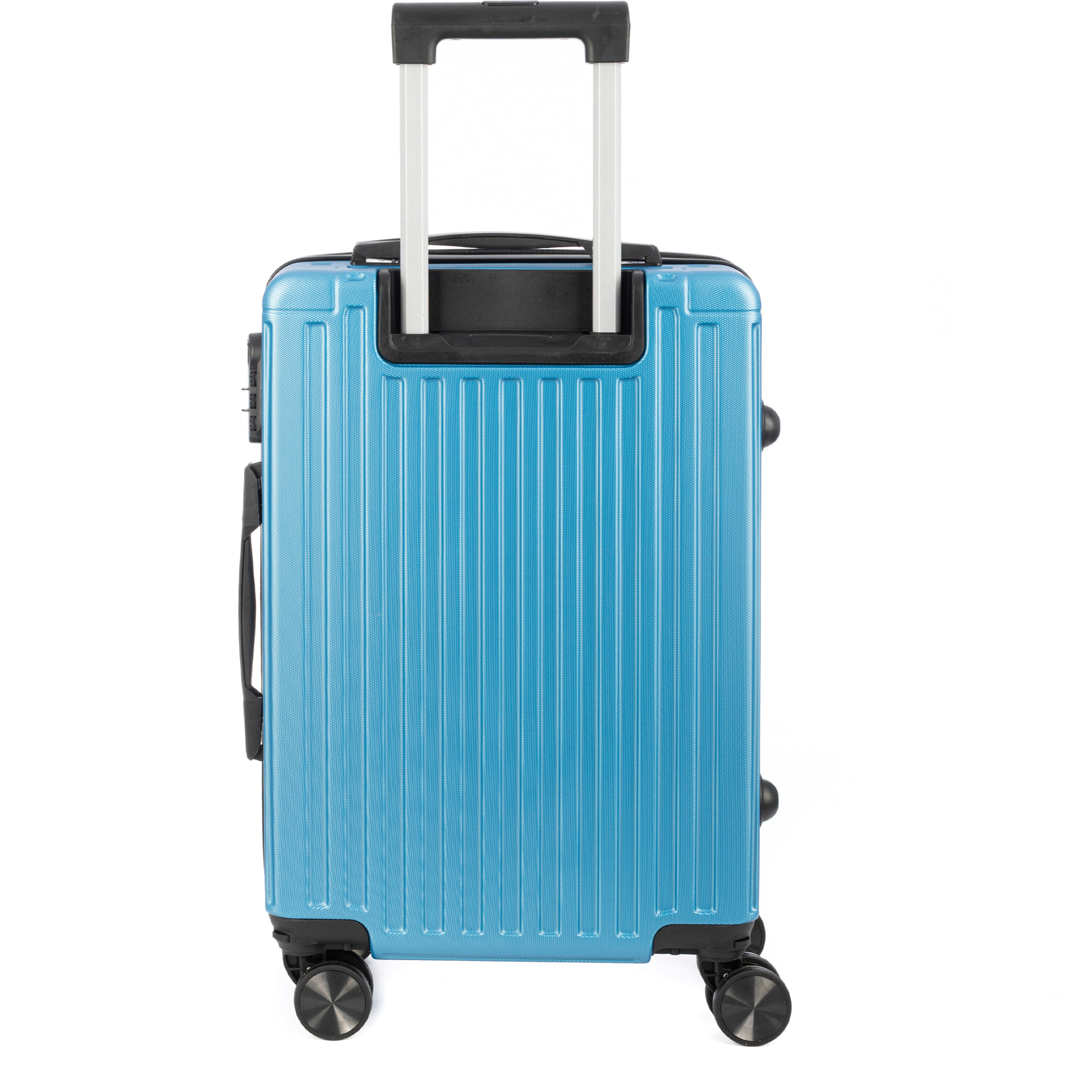 DAM Set di 3 valigie Trolley, in materiale leggero ABS ad alta resistenza con angoli rinforzati. Chiusura numerica e 4 ruote doppie estraibili e girevoli a 360°. 51x30x77 Cm. Colore: Blu Denim