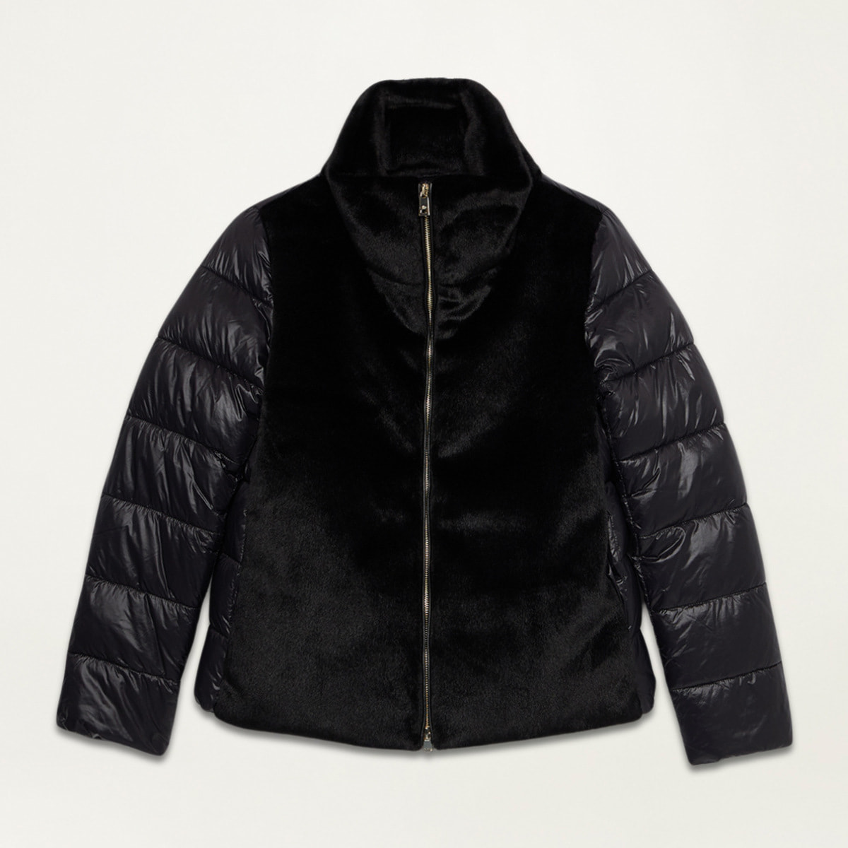 Oltre - Down jacket with teddy insert - Negro