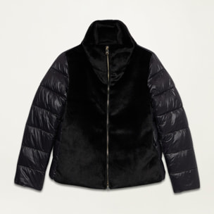 Oltre - Down jacket with teddy insert - Negro