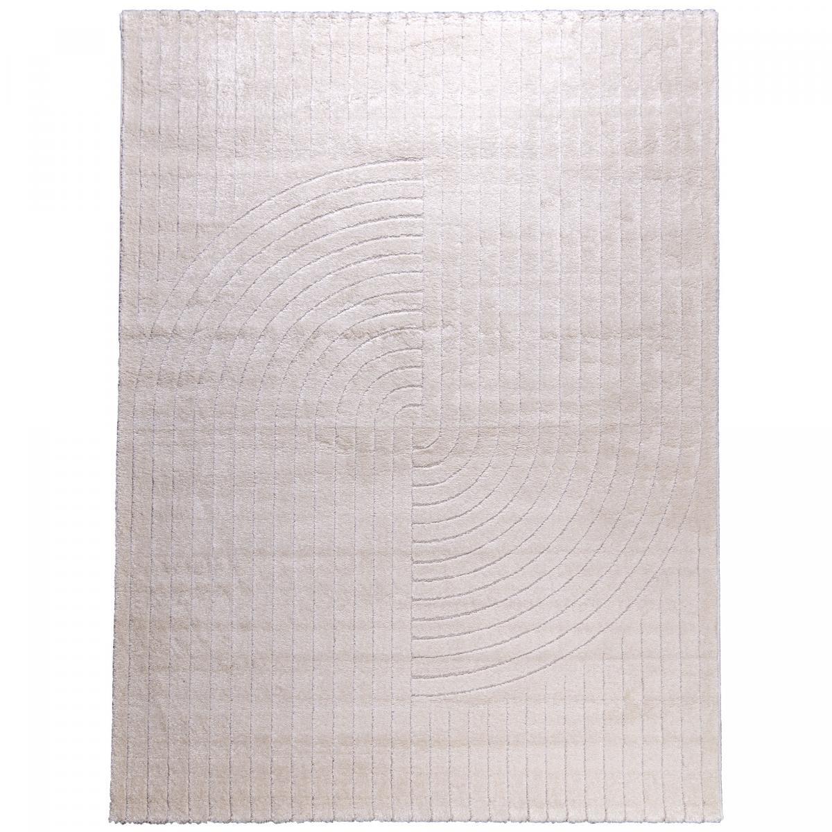 Très grand tapis salon 240x330 CERNAN Crème, tapis ton sur ton moderne