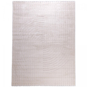 Très grand tapis salon 240x330 CERNAN Crème, tapis ton sur ton moderne
