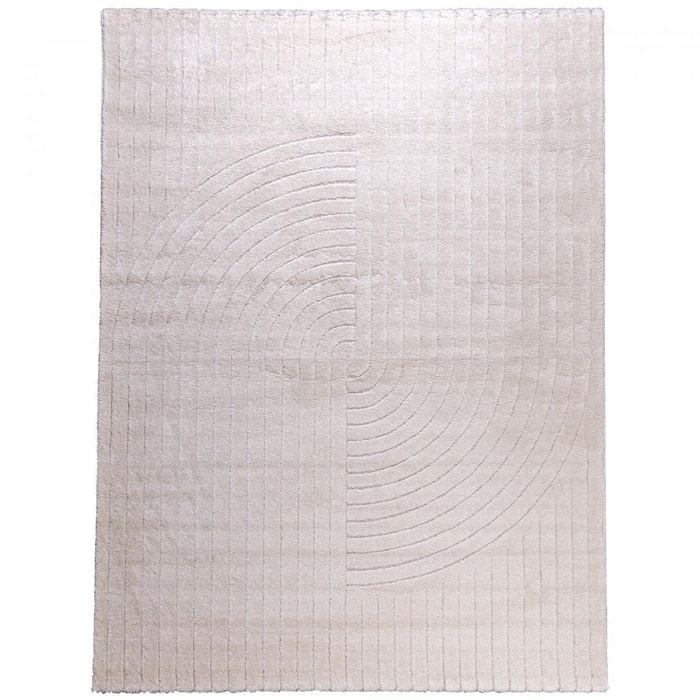 Très grand tapis salon 240x330 CERNAN Crème, tapis ton sur ton moderne