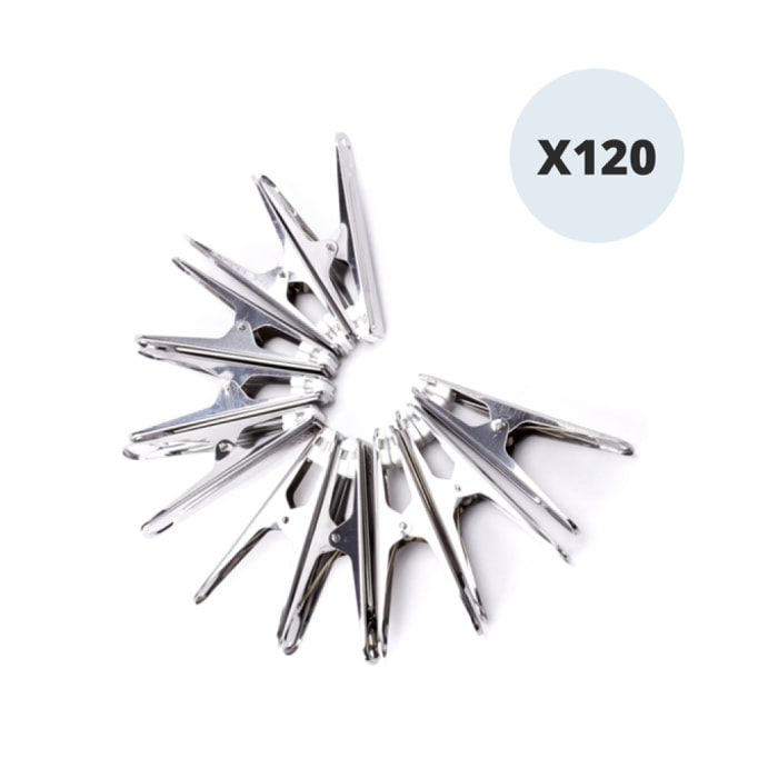 Lot de 120 pinces à linge en inox MSV