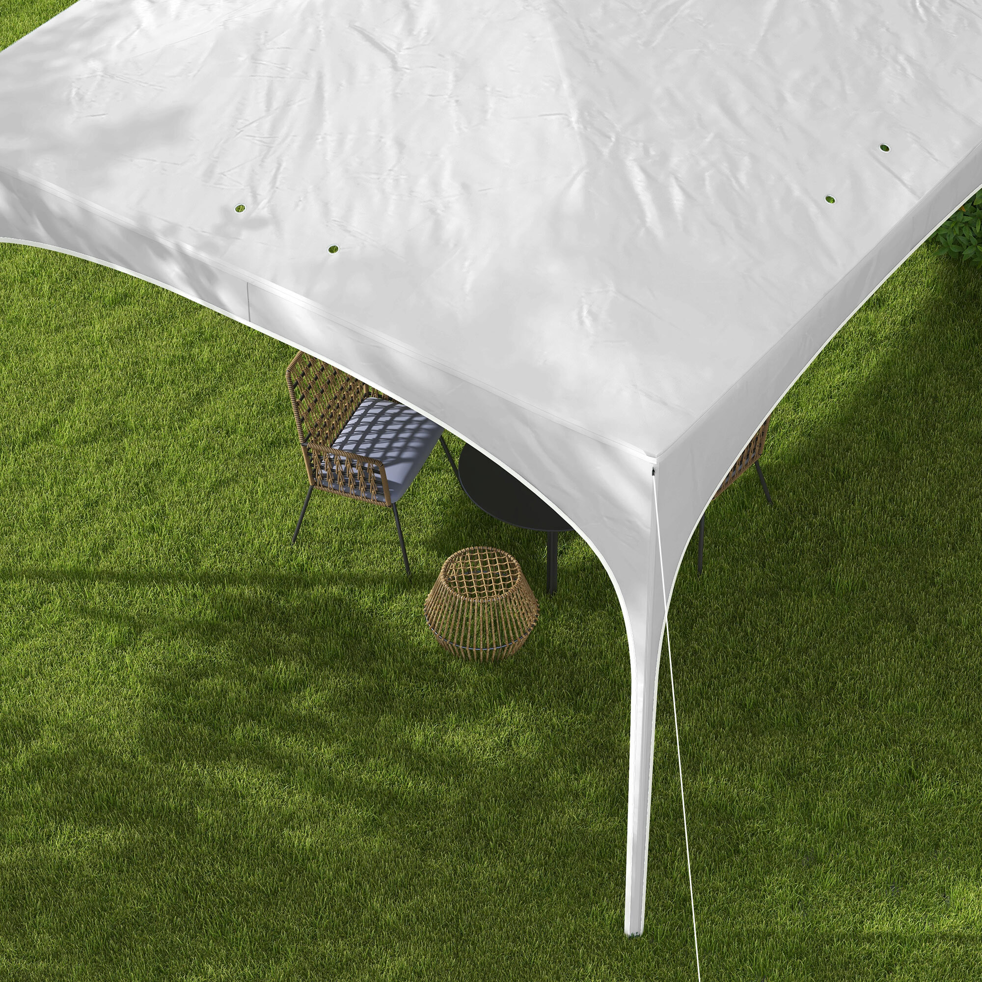 Carpa Plegable 3x3 m Cenador de Jardín Altura Ajustable con Bolsa de Transporte Impermeable Anti-UV y Bolsas de Arena para Exteriores Jardín Patio Blanco