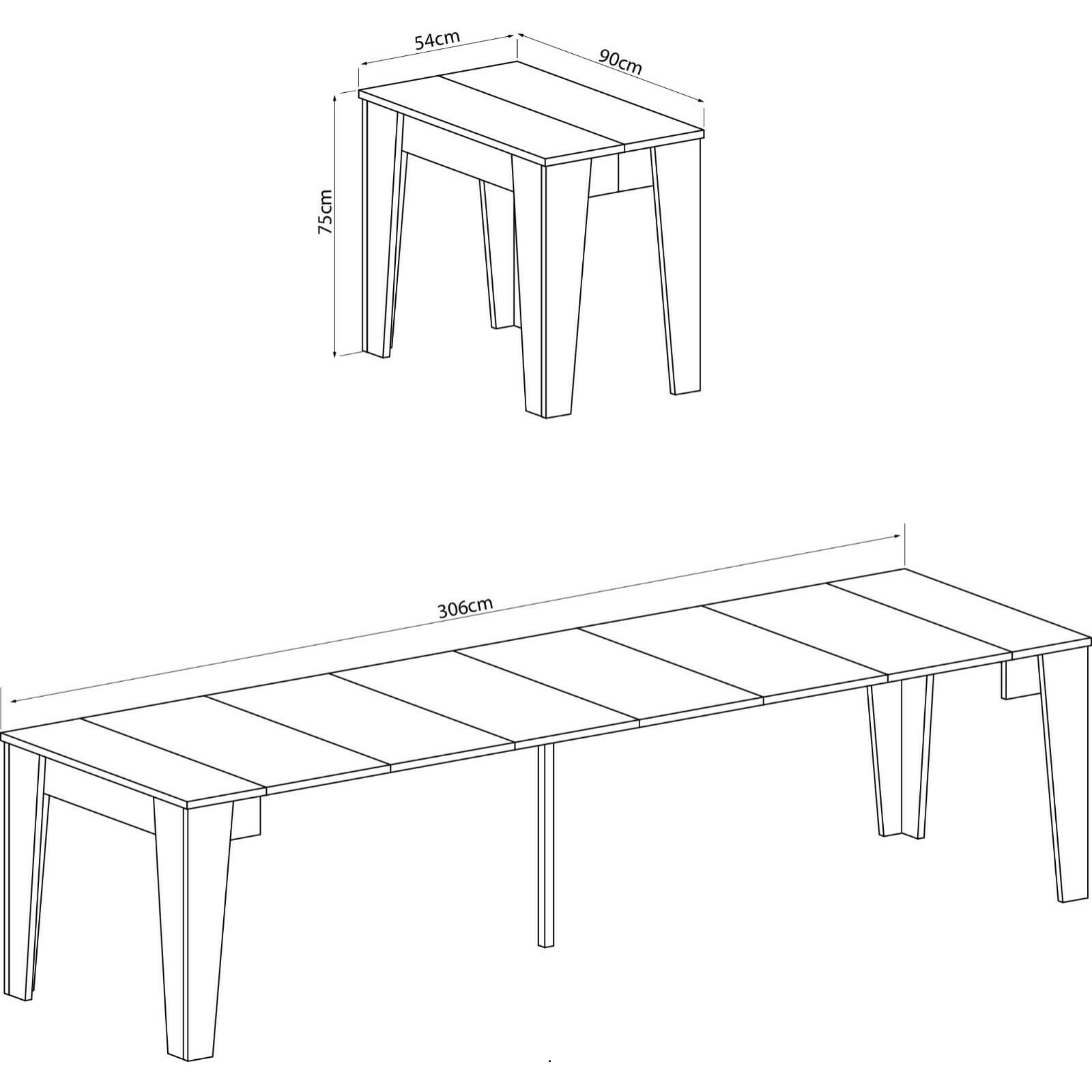 Consolle Allungabile Moderna Tavolo Estensibile Da 54 A 306 cm Con 6 Allunghe Ideale Per 14 posti Salvaspazio Guide In Metallo Design Per Soggiorno Salotto Cucina Ingresso Bianco