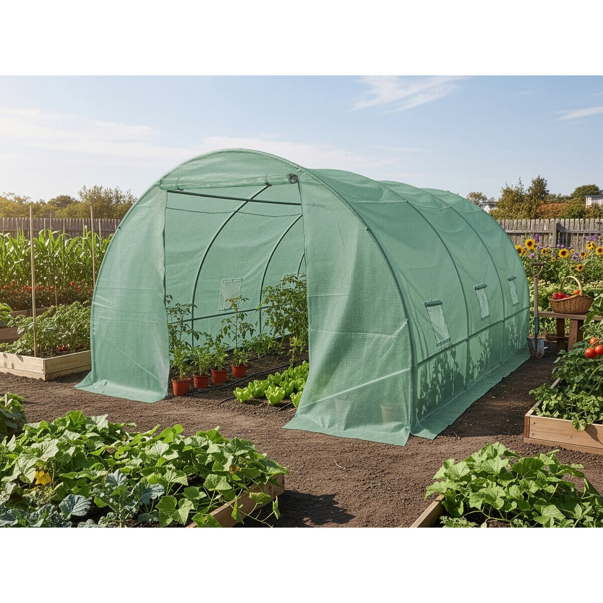 Serre tunelle de jardin 4 x 3 m "Lys" - 12 m² - 140g - Vert