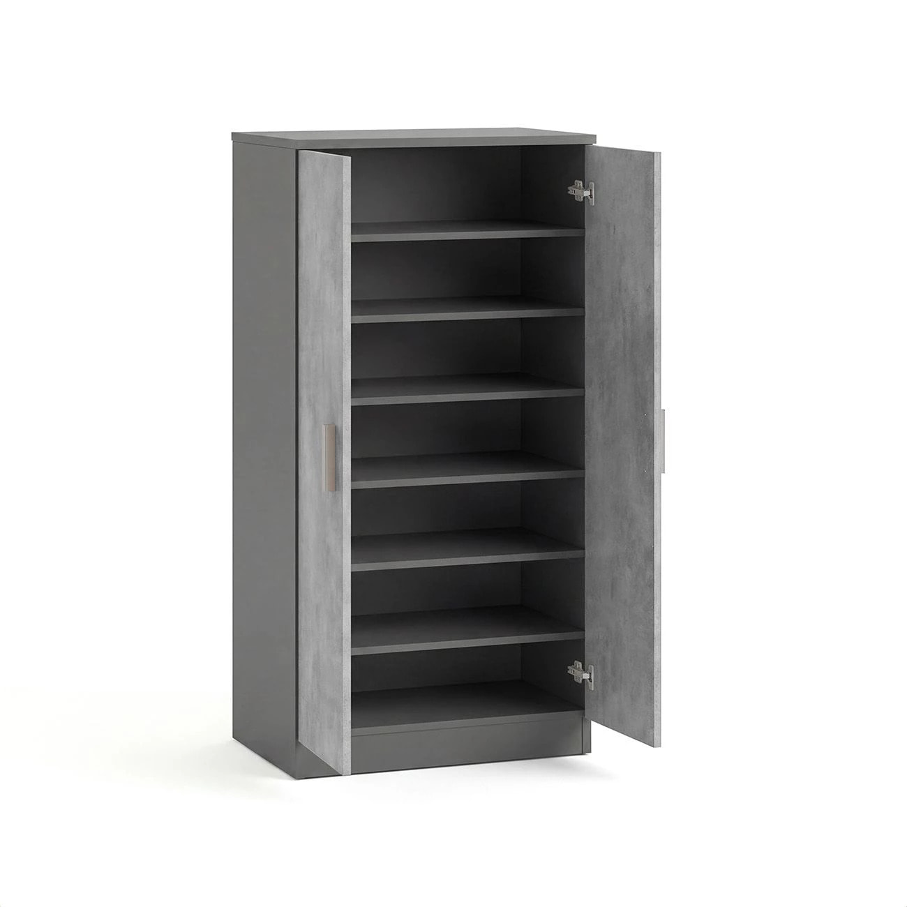 Zapatero de 2 puertas en gris grafito y gris cemento 55x108 cm Liam Gris Grafito - Gris Cemento