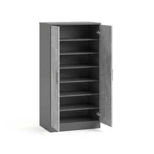 Zapatero de 2 puertas en gris grafito y gris cemento 55x108 cm Liam Gris Grafito - Gris Cemento