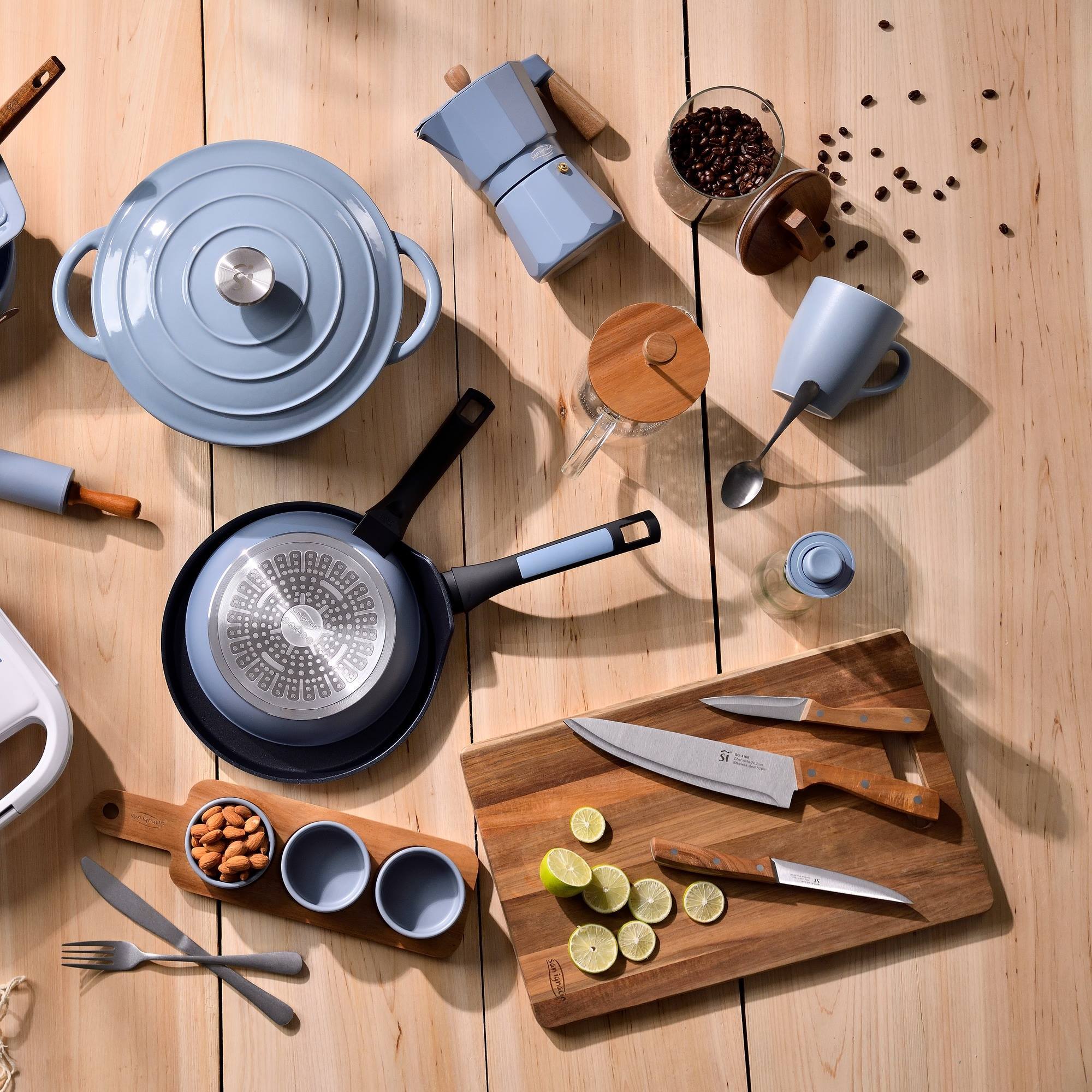 Set de botes 400ml + 500ml san ignacio vidrio de borosilicato y tapas de madera de acacia