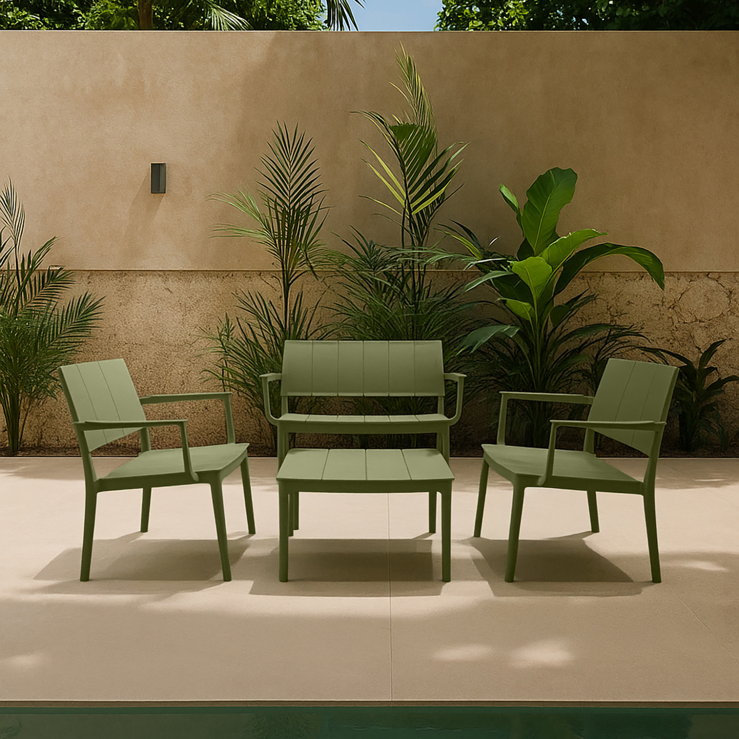 Salon de jardin 4 places en polypropylène vert  PATIO