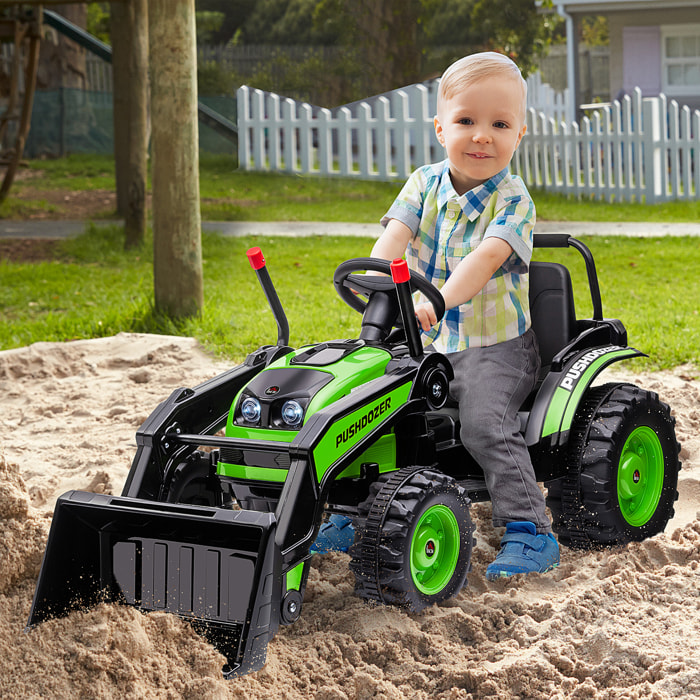 Tractor Excavadora Eléctrico Infantil +3 Años a Batería Música y Luces Verde