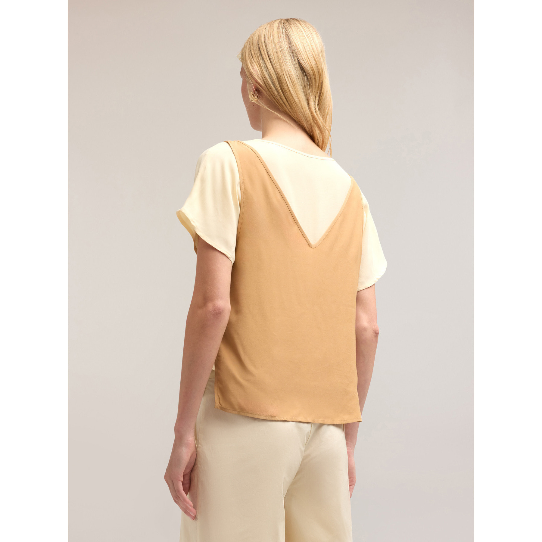 Motivi - Blusa doppia in viscosa - Beige