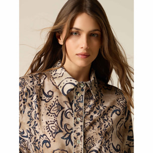 Oltre - Camisa de satén estampada - Beige