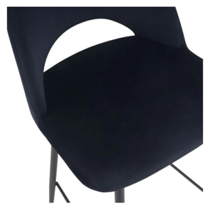 Lot de 2 chaises pour îlot central 65 cm en velours noir - Pénélope
