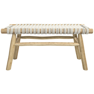 Banc 2 places 90 cm tressé en macramé et branche de teck - Kira