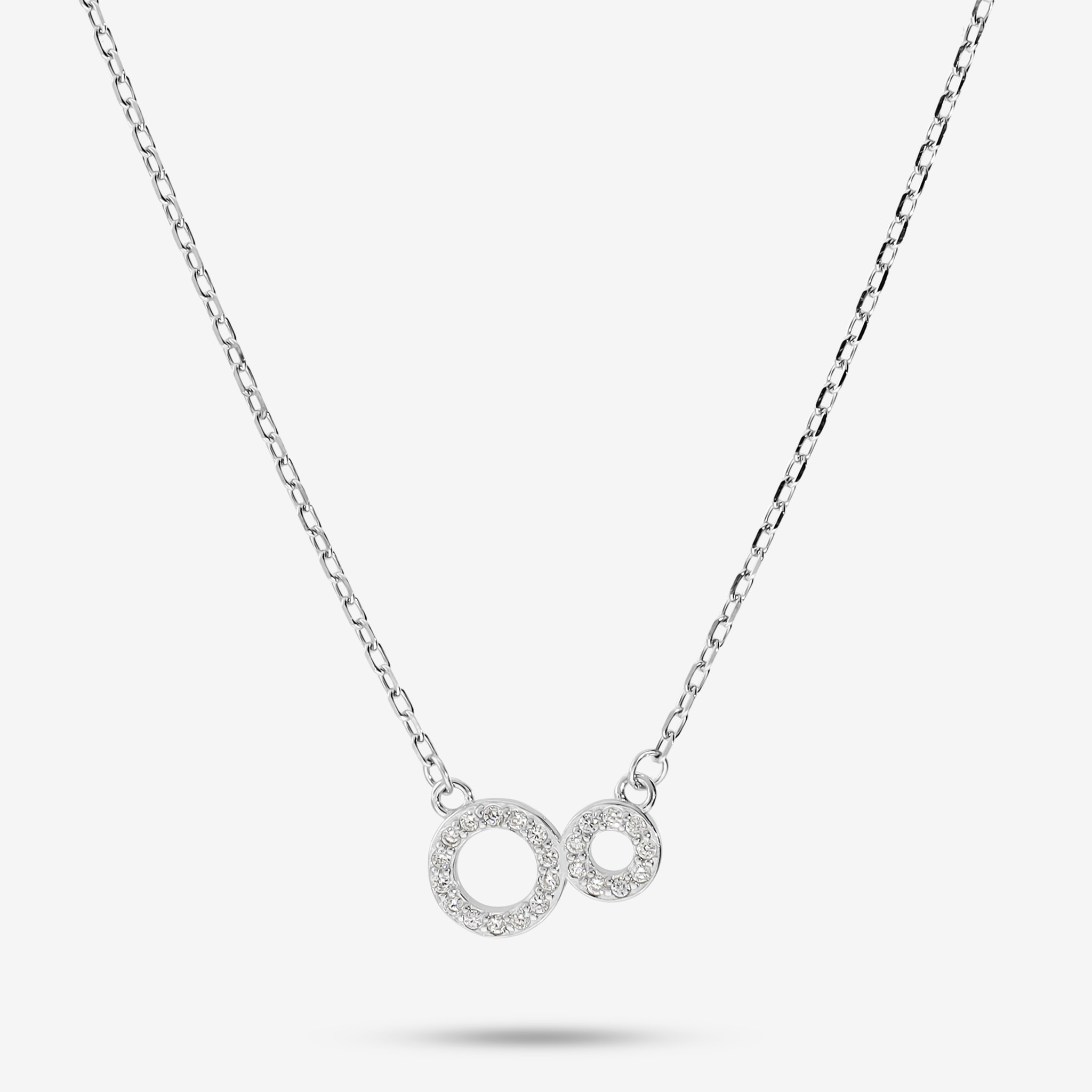 Collana in Argento 925 con Pendente Doppio in Pavé di Cubic Zirconia