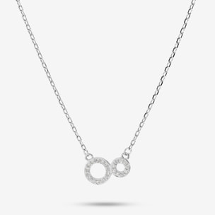 Collana in Argento 925 con Pendente Doppio in Pavé di Cubic Zirconia