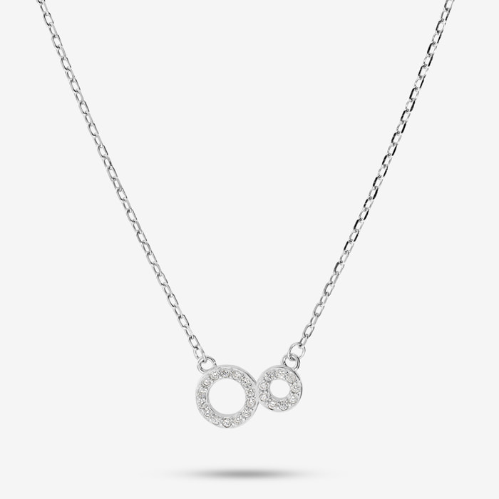 Collana in Argento 925 con Pendente Doppio in Pavé di Cubic Zirconia