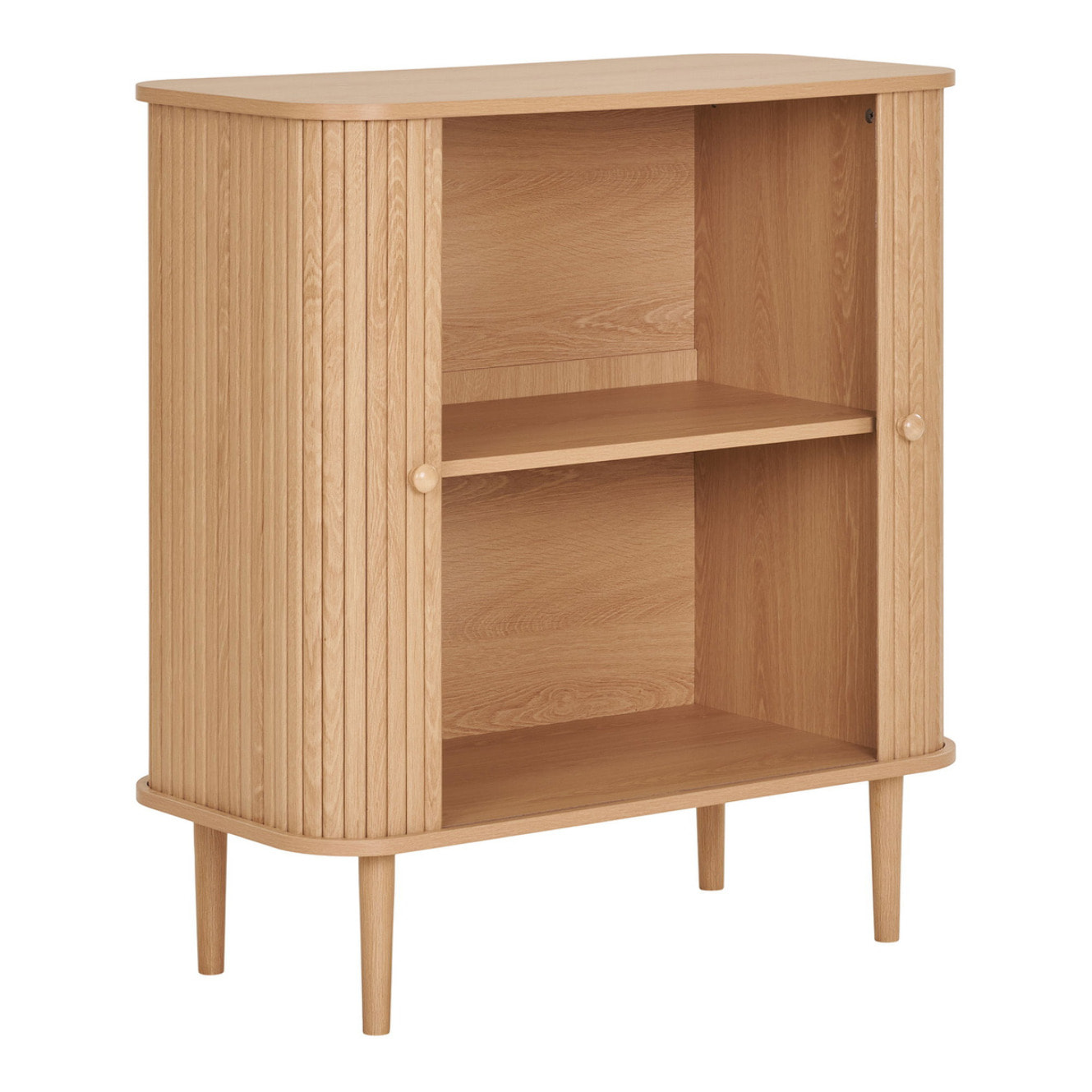 Nikko - Credenza bassa con 2 ante in MDF e pino naturale 80x40x87 cm