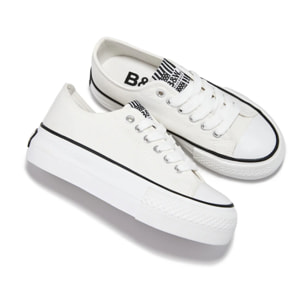 Zapatillas Lona Plataforma Blanco B&W