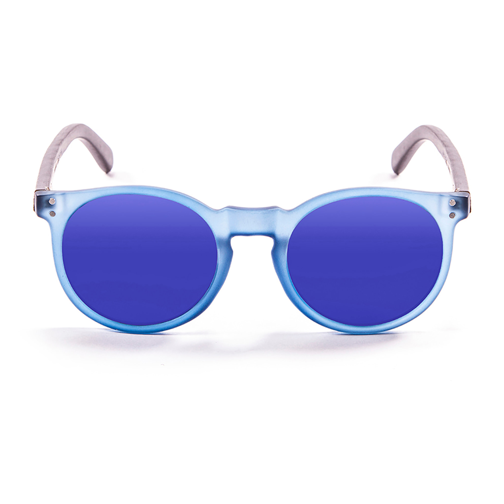 Gafas de sol OCEAN LIZARD WOOD - De brazo marrón bambú con montura azul transparente y / Revo azul