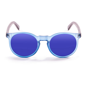 Gafas de sol OCEAN LIZARD WOOD - De brazo marrón bambú con montura azul transparente y / Revo azul