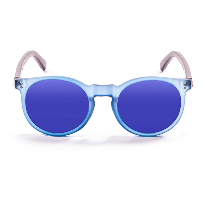 Gafas de sol OCEAN LIZARD WOOD - De brazo marrón bambú con montura azul transparente y / Revo azul