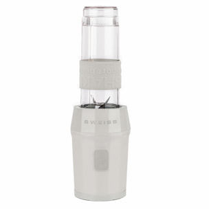 SWEISS Mini Batidora Portátil MOOV8, 2 Botellas de 570 ml con Tapas de Viaje, 4 Cuchillas de Acero Inoxidable, 300W, Beige