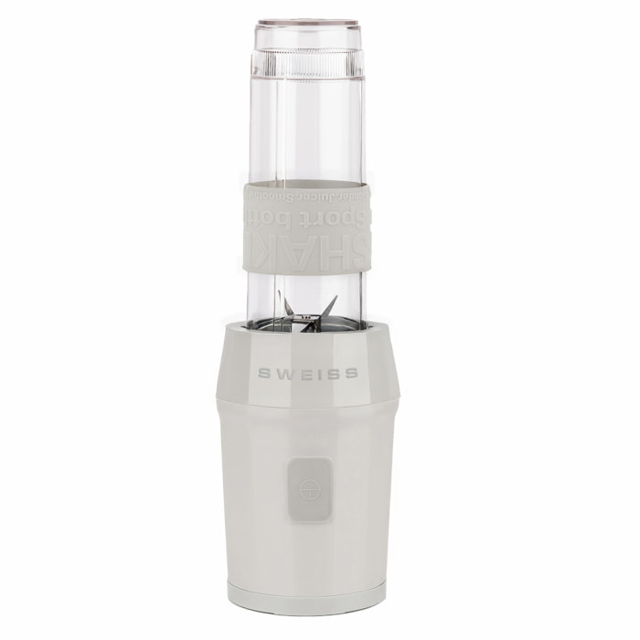 SWEISS Mini Batidora Portátil MOOV8, 2 Botellas de 570 ml con Tapas de Viaje, 4 Cuchillas de Acero Inoxidable, 300W, Beige