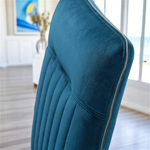 Chaise moderne en velours bleu (lot de 2) OKA