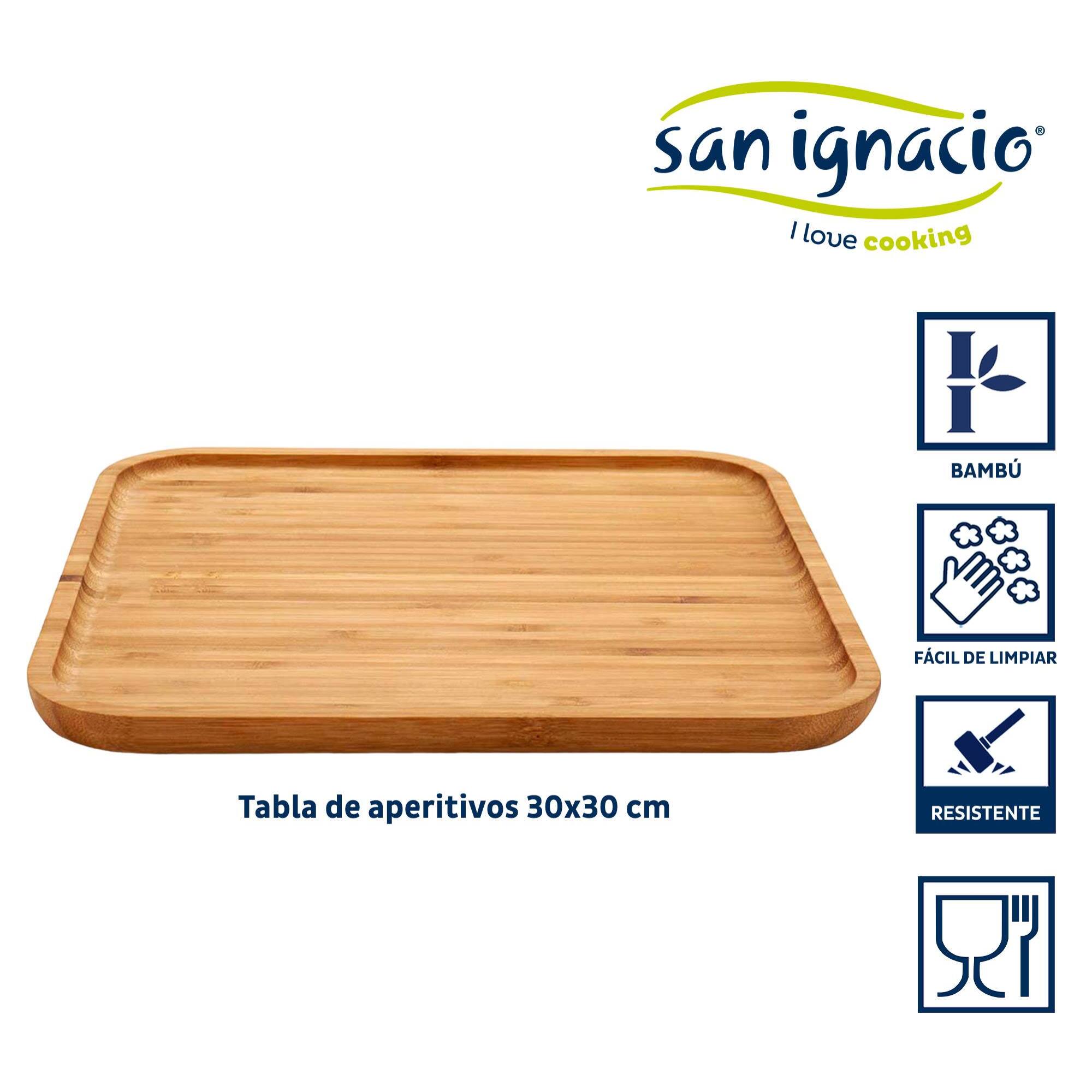 Tabla grande cuadrada bambu aperitivo 30 colección kinvara