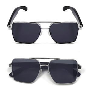 Occhiali AI GT-30 con chiamate bluetooth, controllo remoto della fotocamera, riproduzione musicale e assistente vocale.