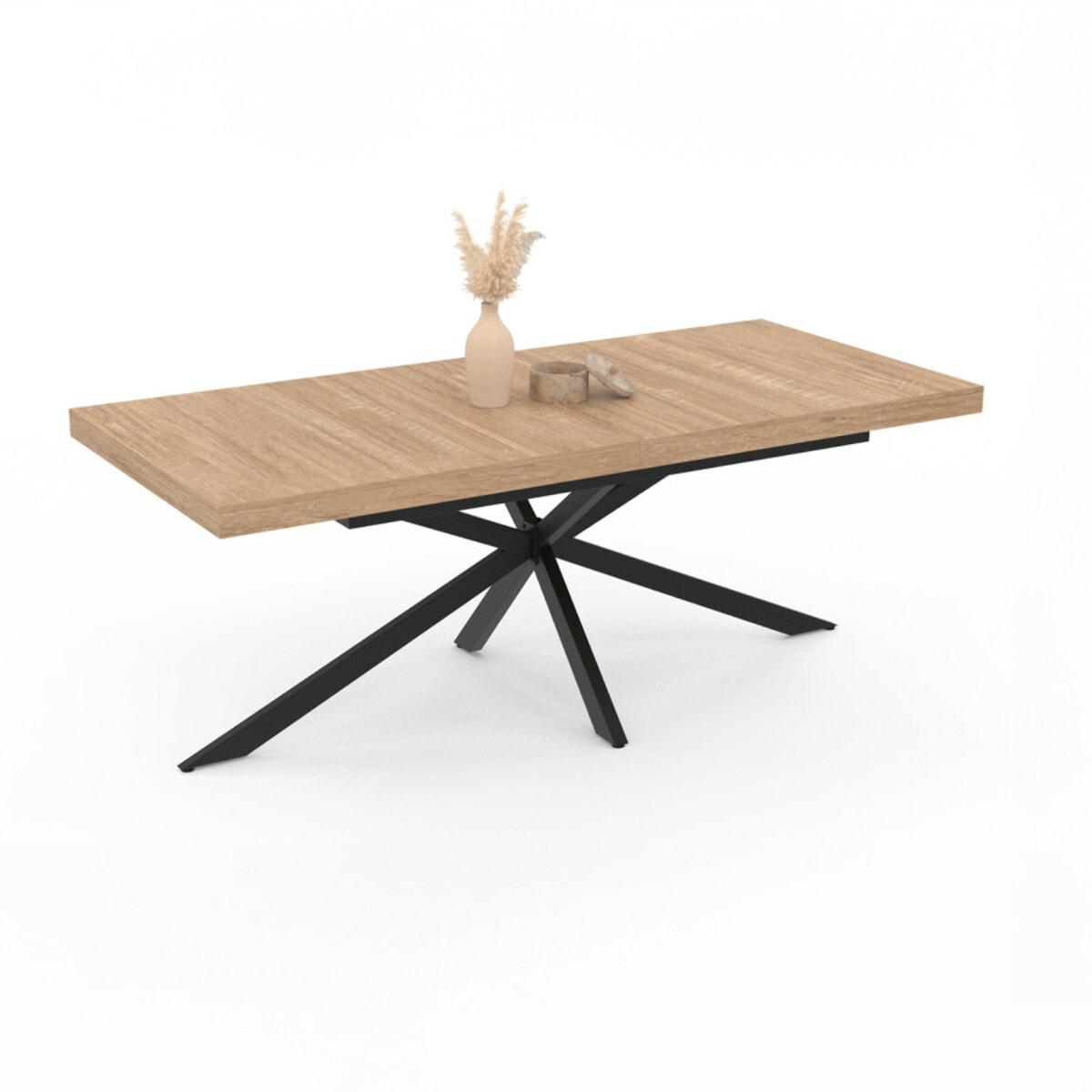 Table à manger extensible Spider avec rangement intégré - Bois - Noir