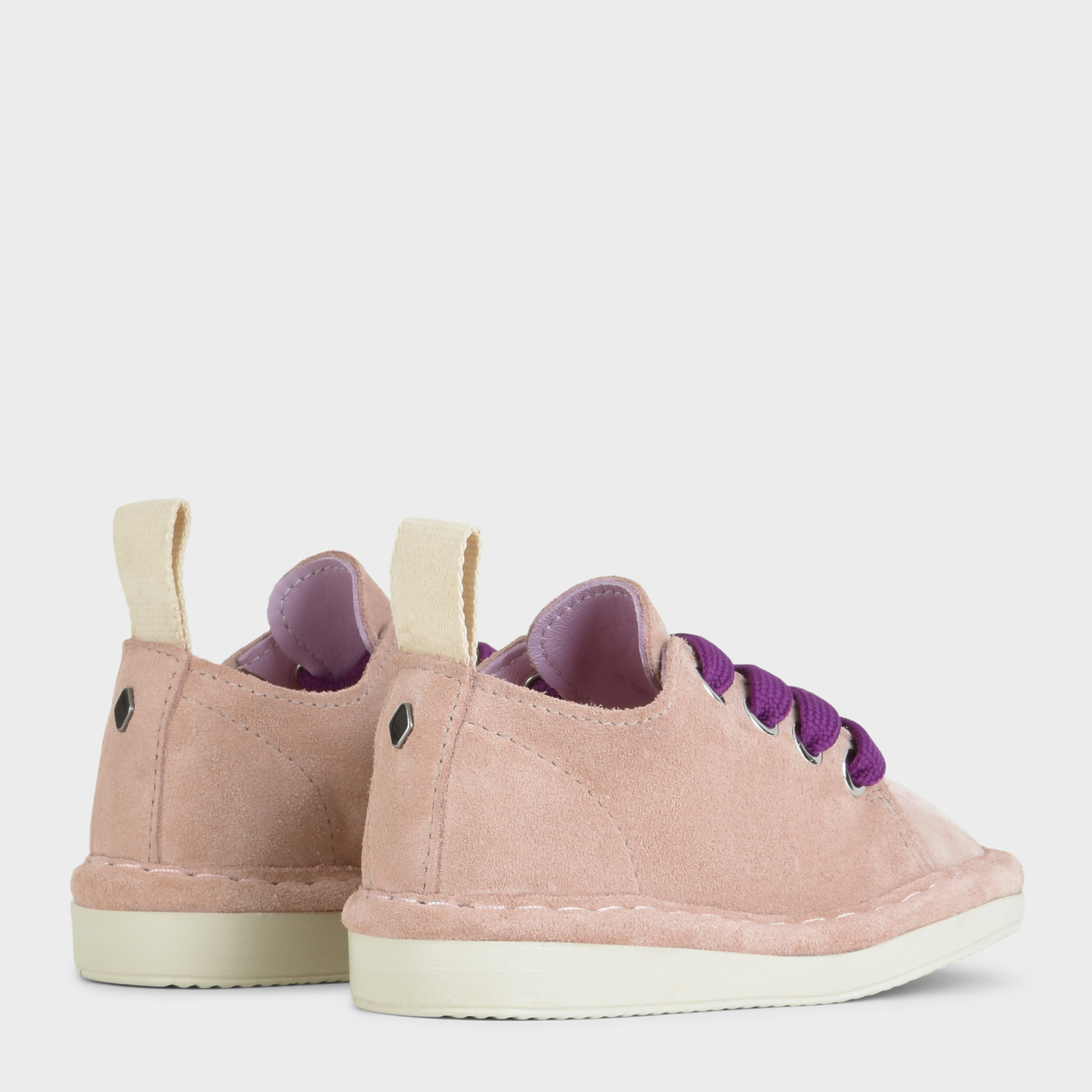 SCARPA ALLACCIATA P01 BIMBO IN SUEDE ROSA CIPRIA-VIOLA PANSE'