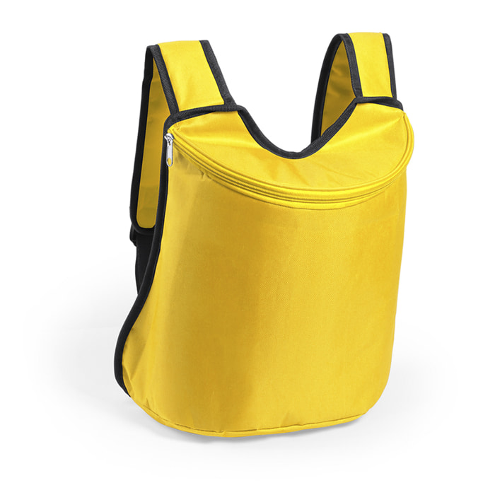 Zaino frigorifero Polys con chiusura a zip coordinata. Interno isotermico con finitura in alluminio e maniglie regolabili con imbottitura