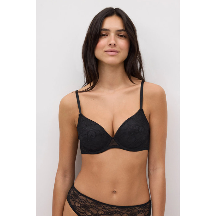 Reggiseno push-up in pizzo nero