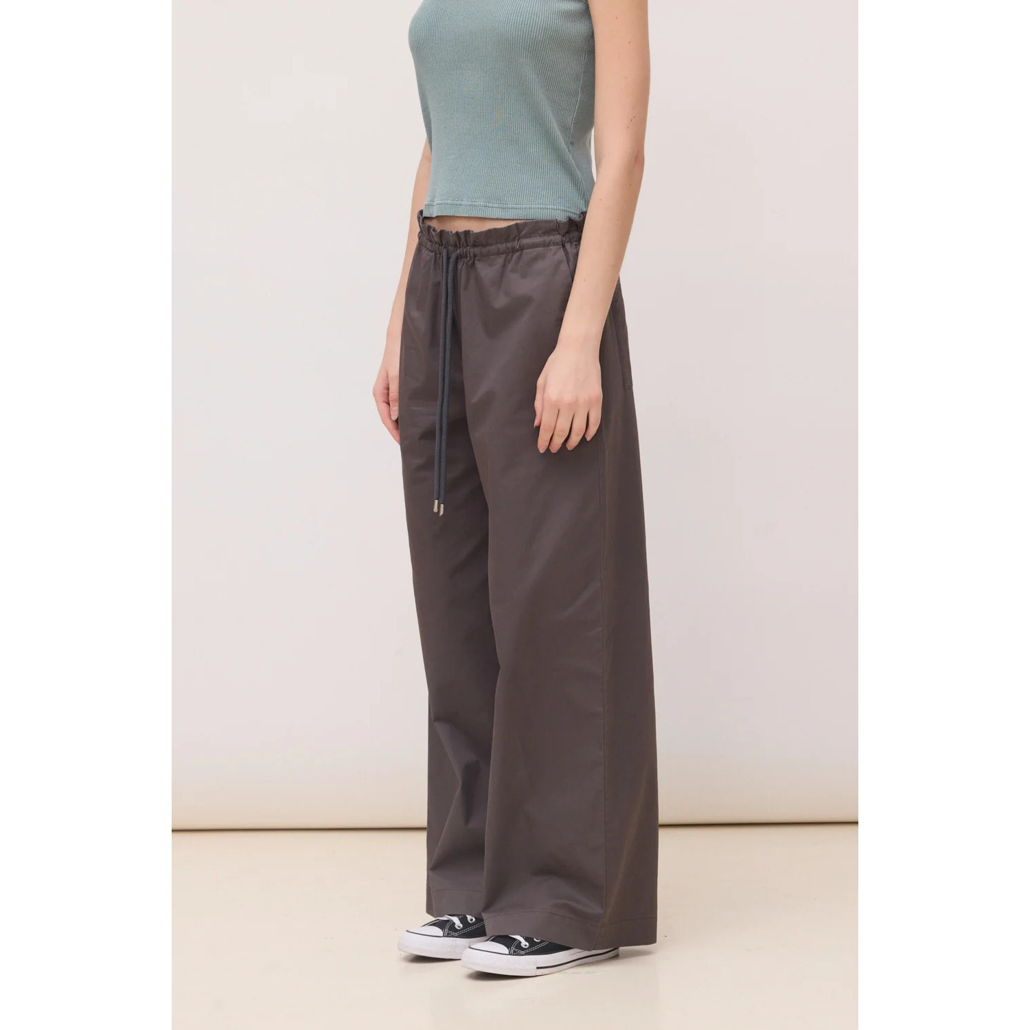 PANTALÓN STRAIGHT MUJER POPLIN ANTRACITA