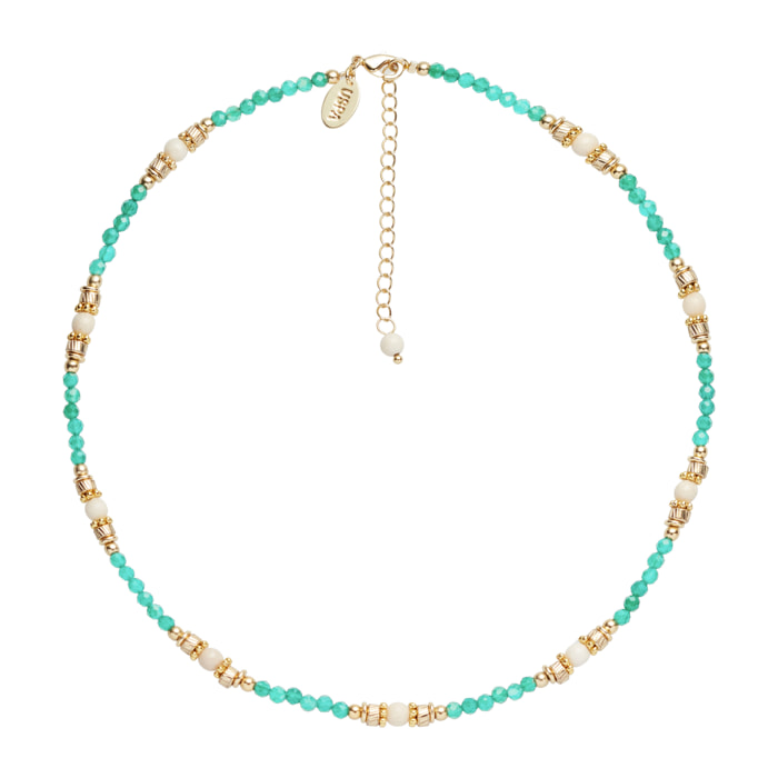 Collana U.S. Polo Assn. In metallo dorato con agata verde chiaro