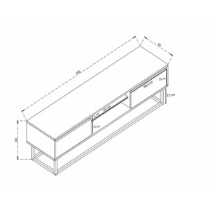 Mobile porta TV Dpirol, Credenza da soggiorno, Armadio basso per TV, Base parete attrezzata, 180x40h50 cm, Nero e Quercia