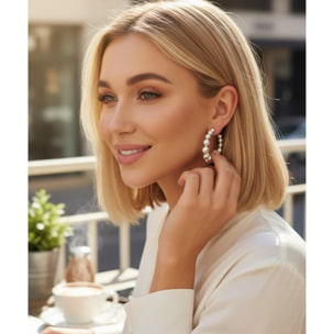 Pendiente de aro con bolas plata 10µ CBS