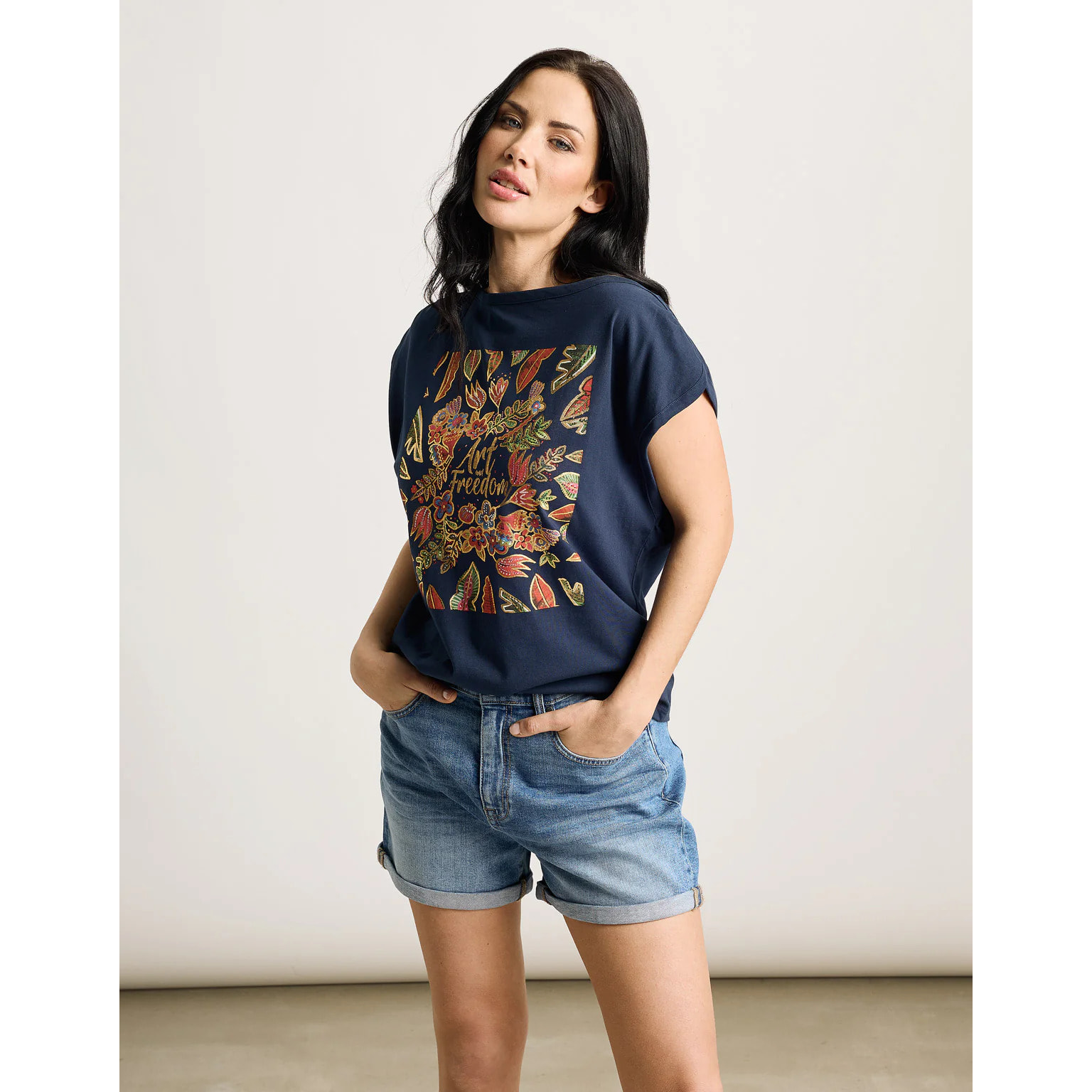 Camiseta Manga Corta Azul Marino - Oreana