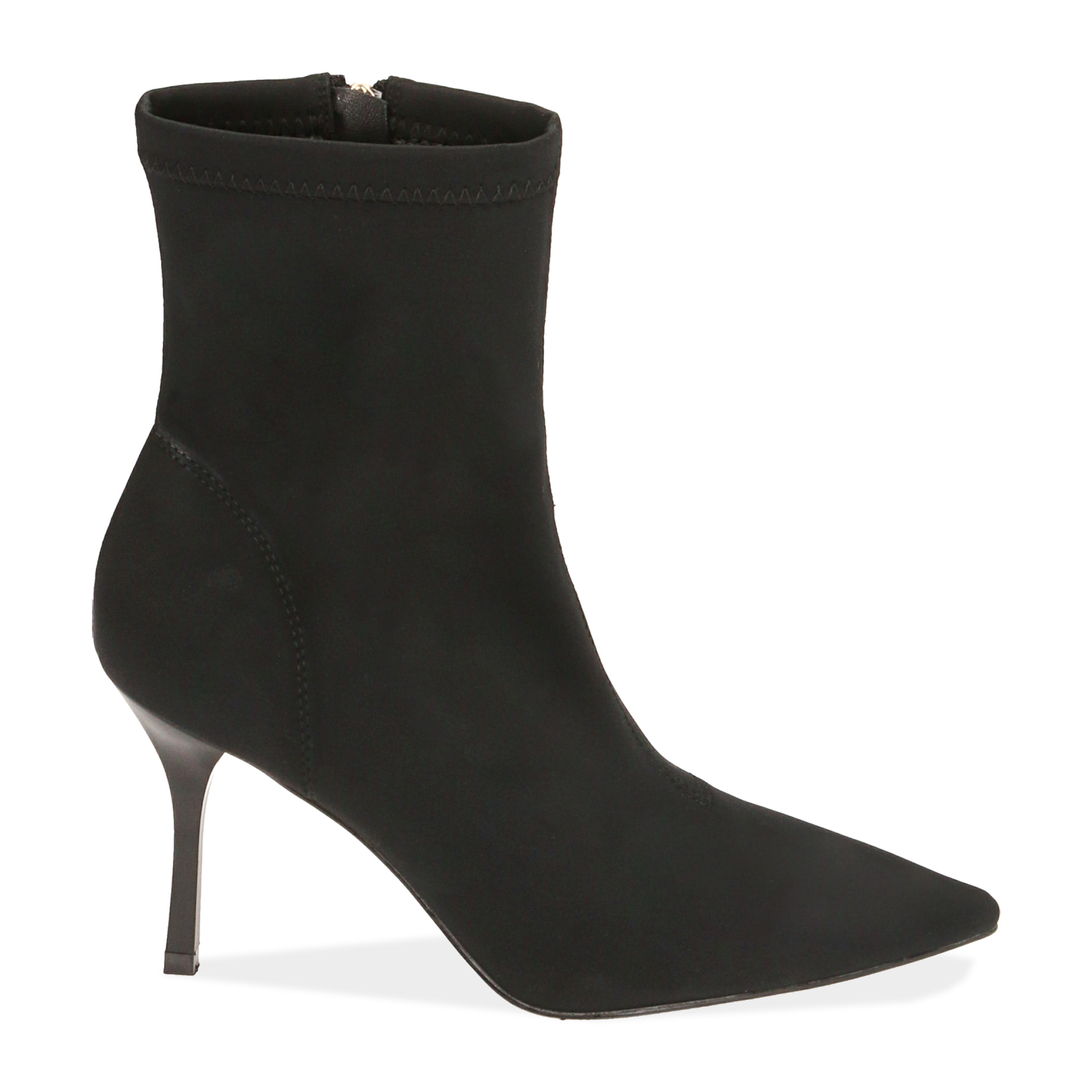 Ankle boots neri in lycra, tacco 8,5 cm