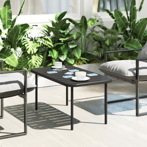 Table basse de jardin style néo-rétro rectangulaire arrondie métal noir