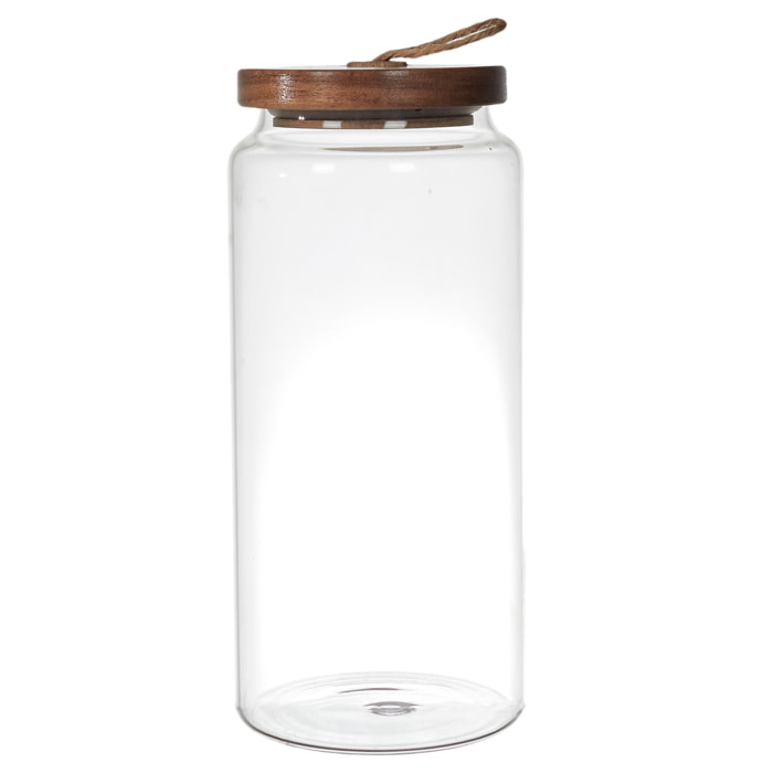 Bocal Verre Couvercle Acacia H 23cm