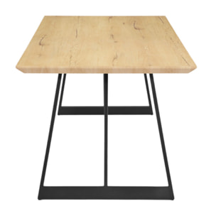 Table de Repas 90 x 160 cm Décor Chêne Piètement Filaire Métal - STRIPE 2