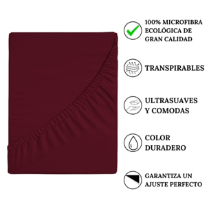 Icehome - Sábana Bajera Lisa - 100% Microfibra - Burdeos 42