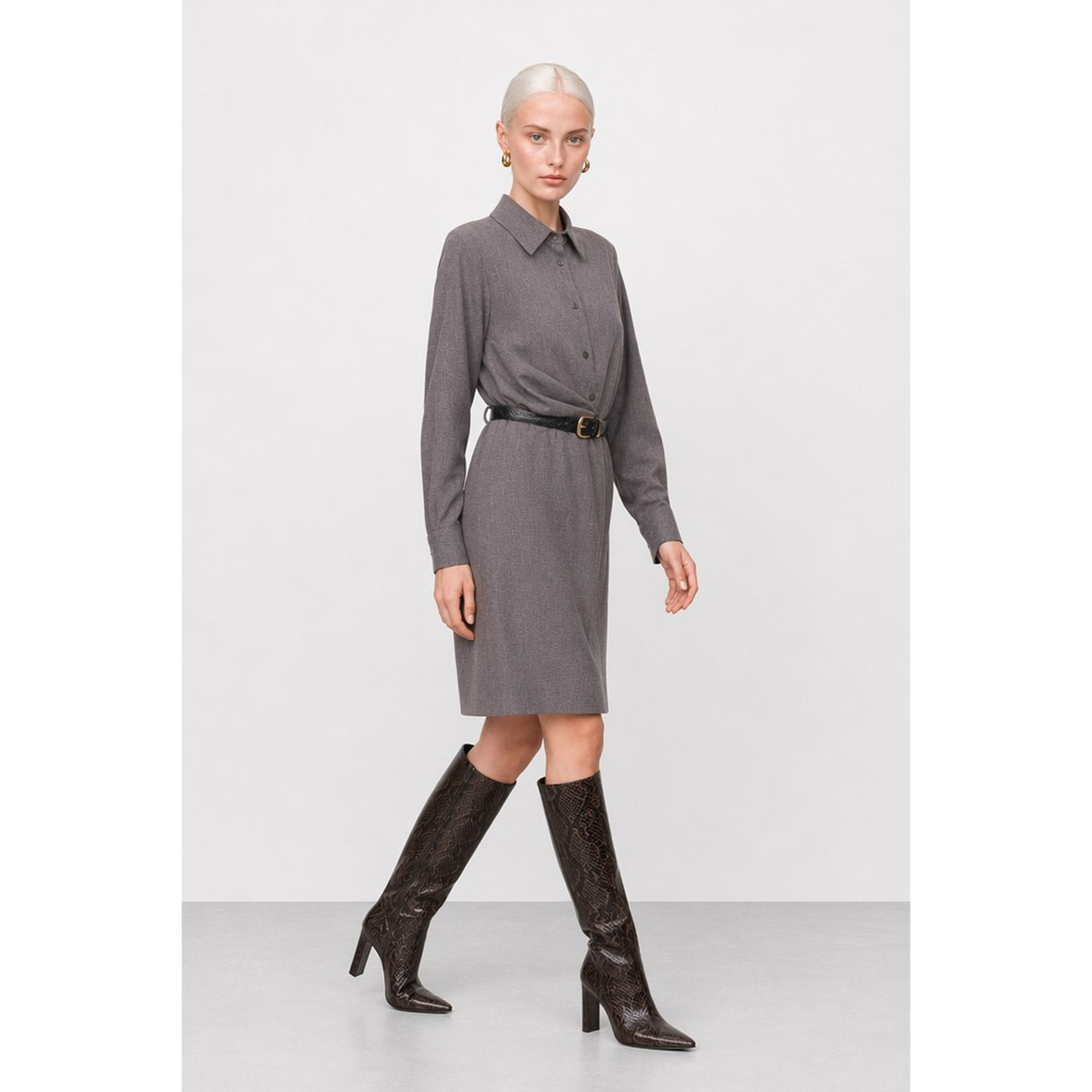 Kocca - Abito chemisier da donna con maniche lunghe e cintura Donna