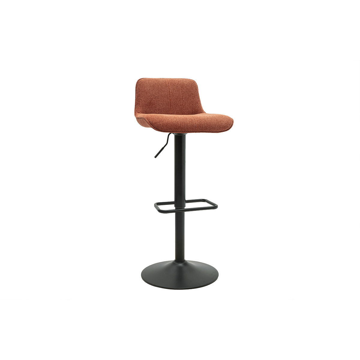 Tabourets de bar réglables pivotants 360° en tissu effet velours texturé terre brûlée et métal noir (lot de 2) BOOST