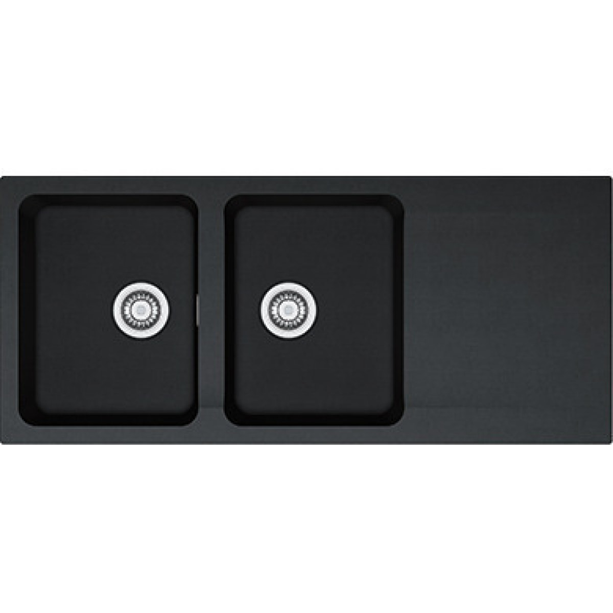 Kit évier Orion OID 621, double bac, Carbone + Mitigeur Pola, col de cygne, Chrome (114.0276.028-POLA)